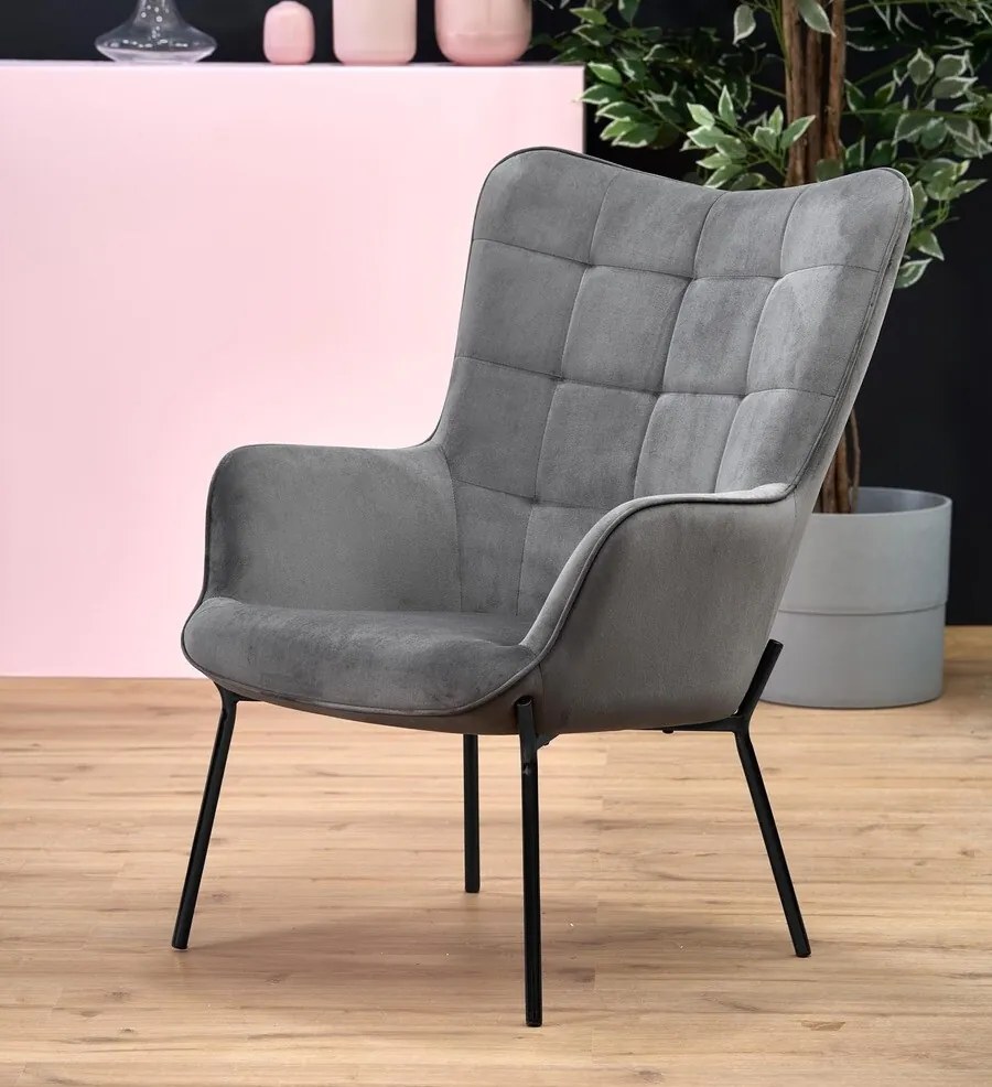 Πολυθρόνα Houston 868, Γκρι, 97x71x79cm, Ταπισερί, Πόδια: Μεταλλικά