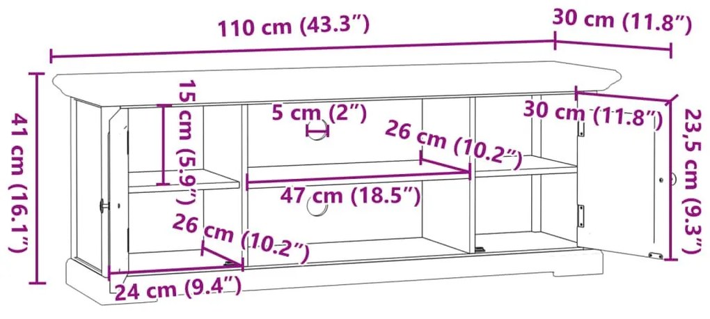 Έπιπλο Τηλεόρασης Λευκό 110x30x41 εκ. από Επεξεργασμένο Ξύλο - Λευκό