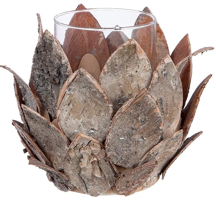 Φανάρι Καταιγίδας Tenon &quot;Cone&quot; Ξύλο Ecru PU 4 H. 15 cm D. 18 cm