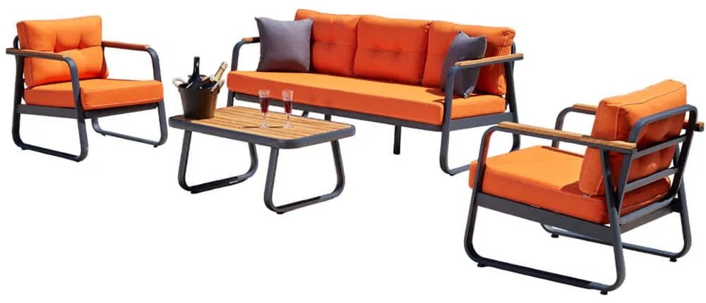 Σαλόνι Κήπου Rio (Σετ 4Τμχ) 561CLR1124 Orange Five Seater