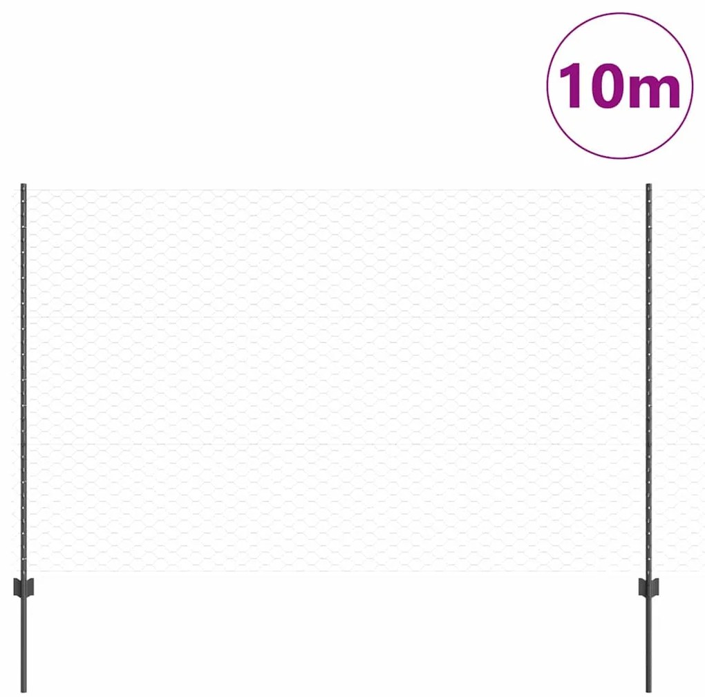vidaXL Φράχτης με Στήλες. Γκρι 1.5 x 10 m Ατσάλι