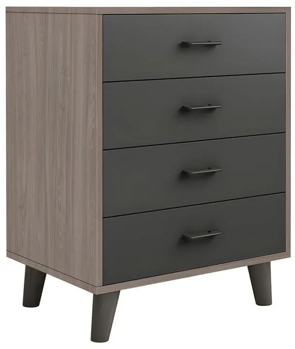 ELIOT Συρταριέρα, με 4 Συρτάρια, Απόχρωση Sonoma Oak-Grey