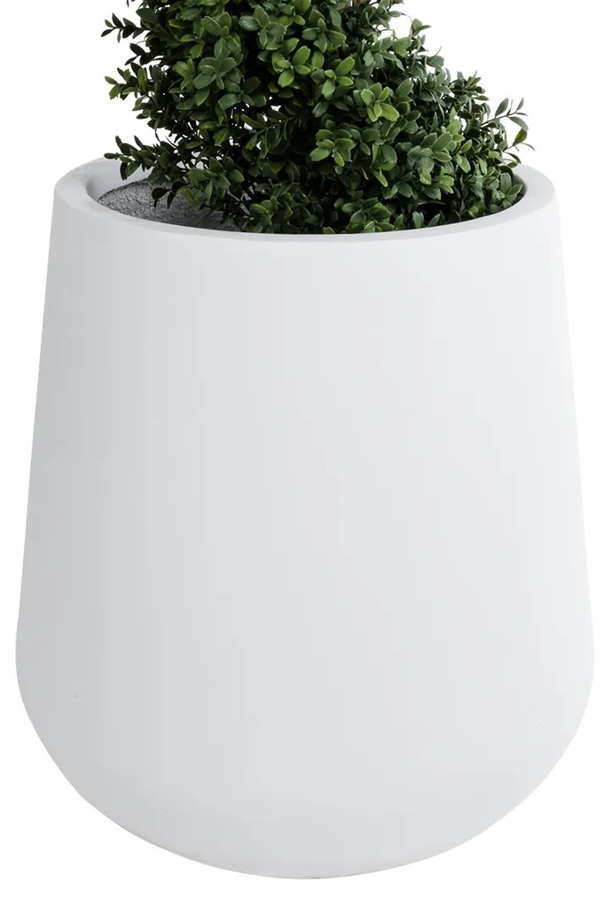 GloboStar® Artificial Garden MISSOURI 20692 Διακοσμητικό Πολυεστερικό Τσιμεντένιο Κασπώ Γλάστρα - Flower Pot Λευκό Φ45 x Υ45cm