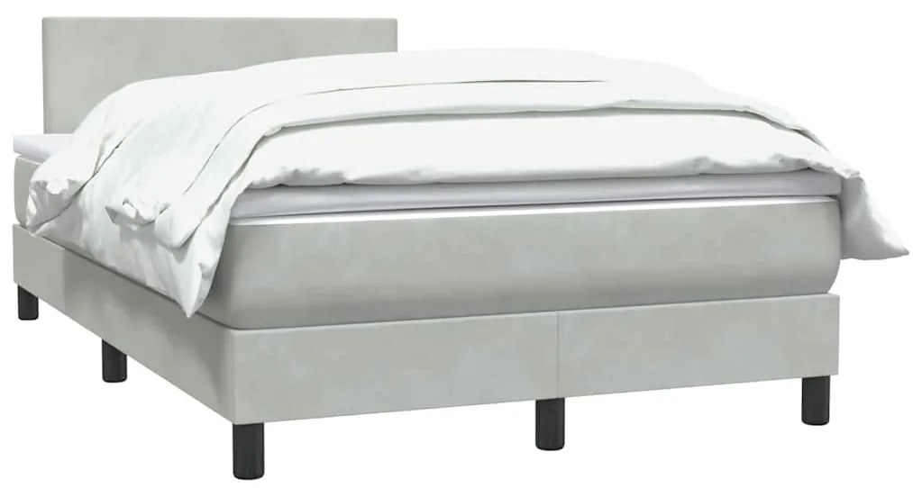 vidaXL Κρεβάτι Boxspring με Στρώμα Ανοιχτό Γκρι 120x220 εκ. Βελούδινο