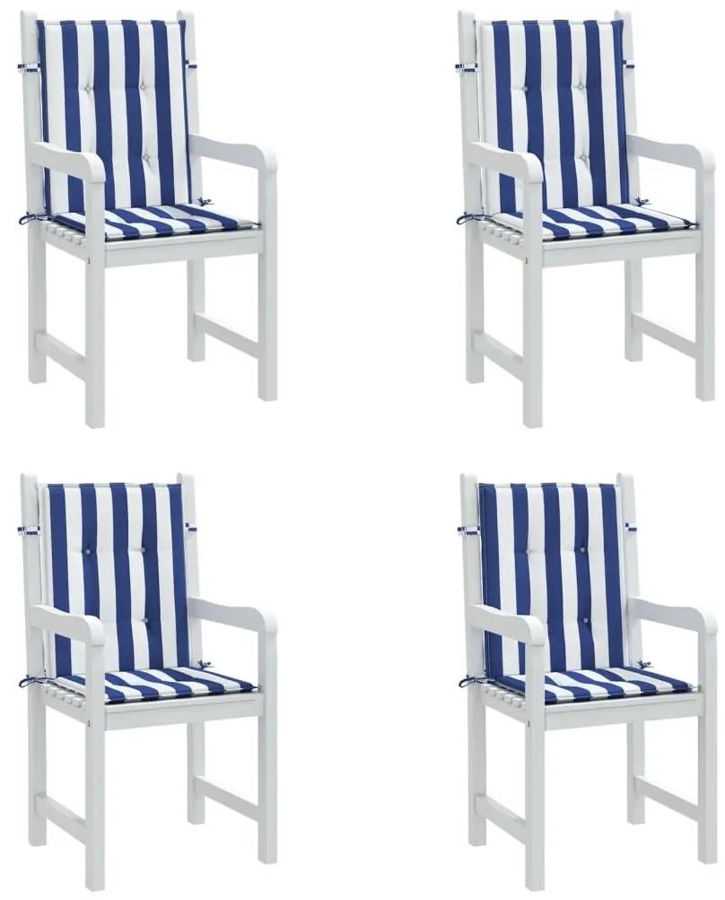 Μαξιλάρια Καρέκλας Χαμ. Πλάτη 4 τεμ. Μπλε/Λευκά Ριγέ Υφασμάτινα - Πολύχρωμο