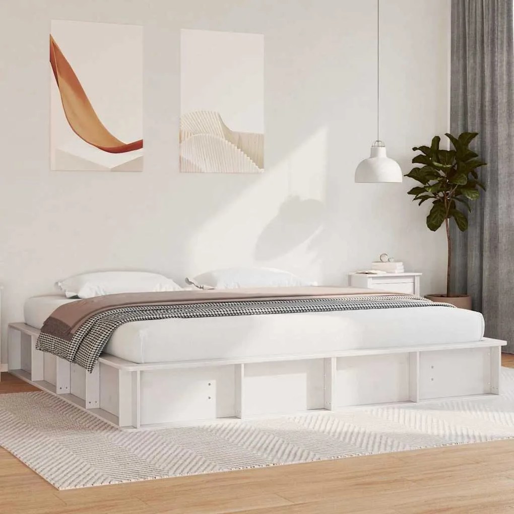 vidaXL Σκελετός Κρεβατιού Λευκό 180 x 200 cm Στερεά ξυλεία πεύκου