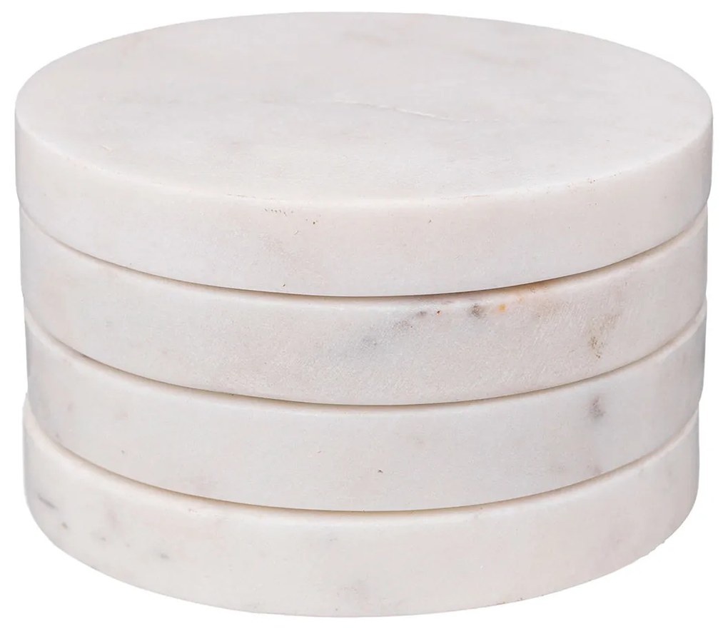 Σουβέρ (Σετ 4τμχ) S-D White Marble 188890A