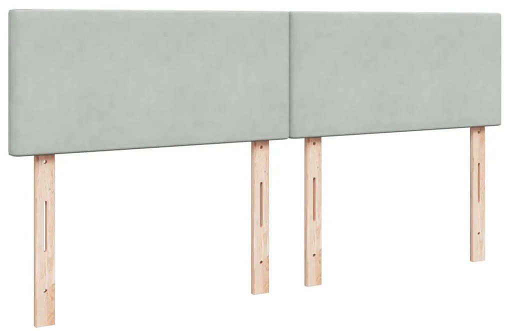 vidaXL Κρεβάτι Boxspring με Στρώμα Ανοιχτό Γκρι 200x200 εκ. Βελούδινο
