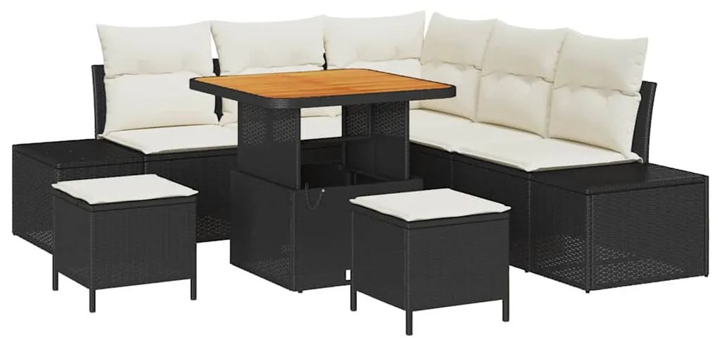 vidaXL Σετ Καναπέ Κήπου με αποθήκευση 8 pcs Μαύρο Πολυ ράταν