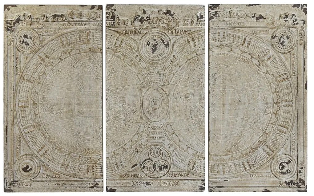 Διακόσμηση τοίχων DKD Home Decor Μπεζ Στιλβωτικό Ελαστικών 178 x 4 x 112 cm (3 Τεμάχια)