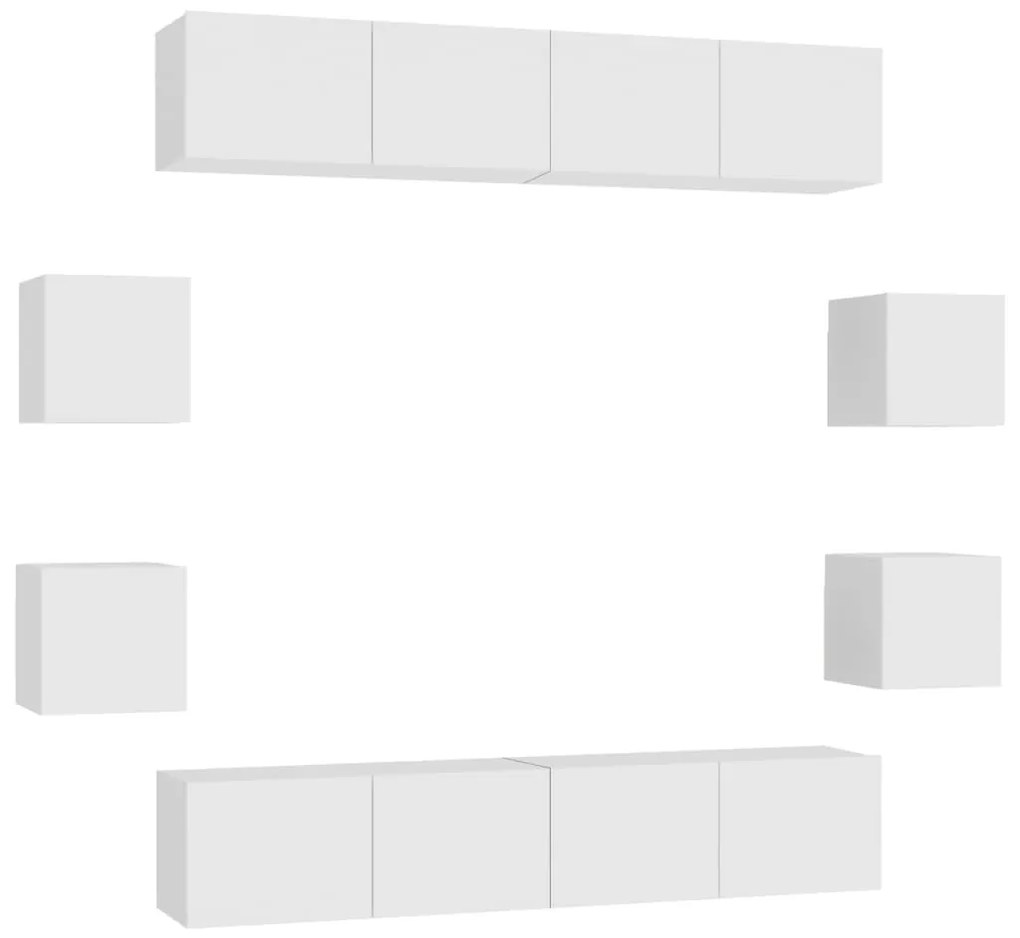vidaXL Έπιπλα Τηλεόρασης Σετ 8 Τεμαχίων Λευκό από Μοριοσανίδα