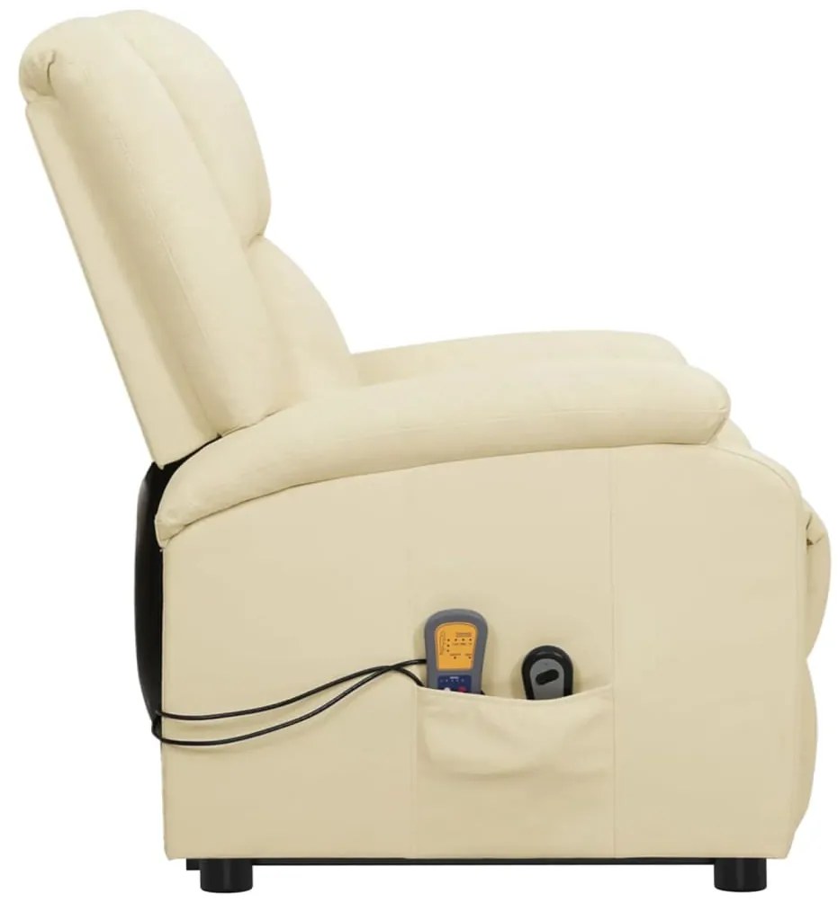 vidaXL Πολυθρόνα Μασάζ με Ανύψωση Κρεμ Συνθετικό Δέρμα