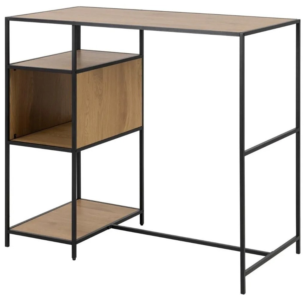 Τραπέζι μπαρ Oakland H164, 105x60x120cm, Ινοσανίδες μέσης πυκνότητας, Μέταλλο, Μαύρο, Άγρια δρυς