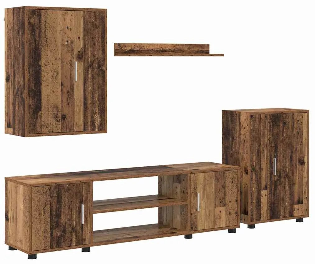 vidaXL Σετ 4 τεμαχίων για ντουλάπα τηλεόρασης 4 pcs Παλιό ξύλο