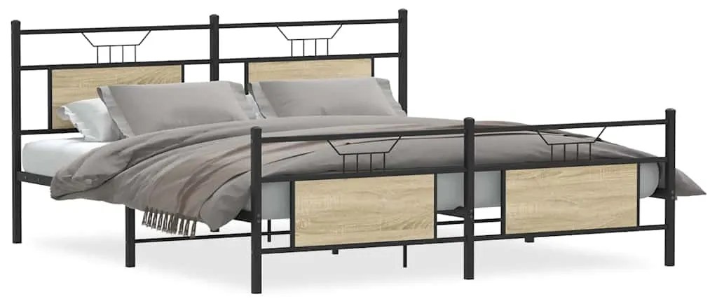 vidaXL Σκελετός Κρεβ. Χωρίς Στρώμα Sonoma Δρυς 180x200 εκ. Μεταλλικό