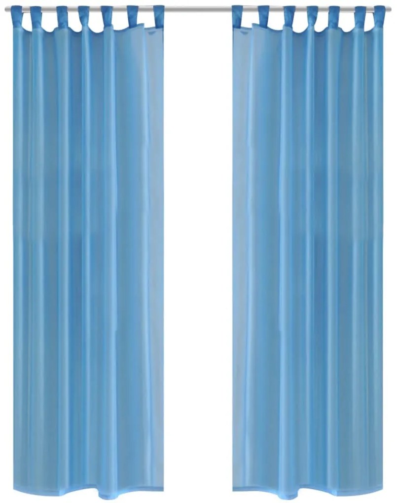 Τιρκουάζ ημιδιαφανής κουρτίνα 140 x 245 cm 2 τμχ