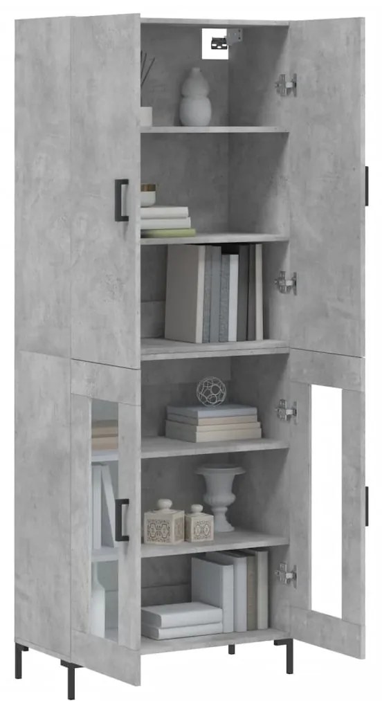 vidaXL Ντουλάπι Γκρι Σκυροδέματος 69,5x34x180 εκ. Επεξεργασμένο Ξύλο