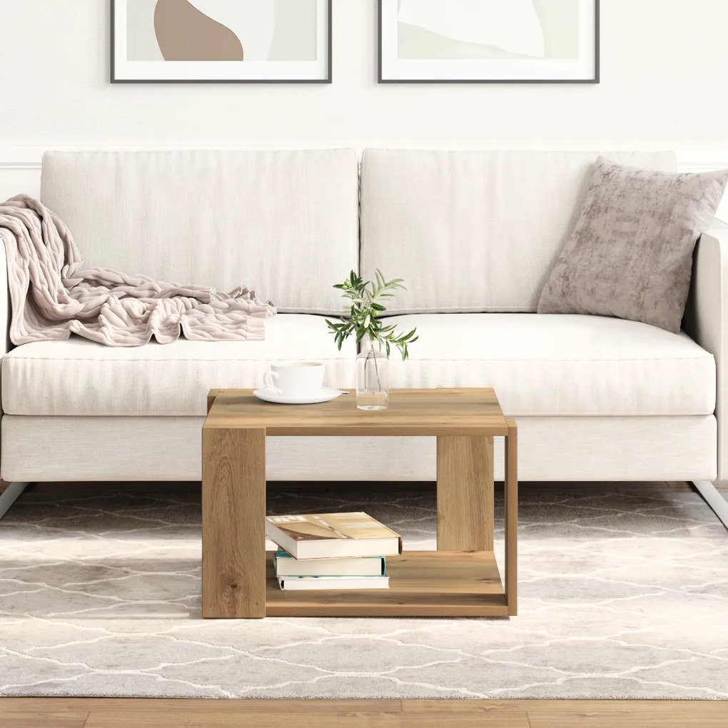 vidaXL Τραπεζάκι Καφέ Δρυς 51,5x51,5x30 cm Μηχανικής Ξυλείας