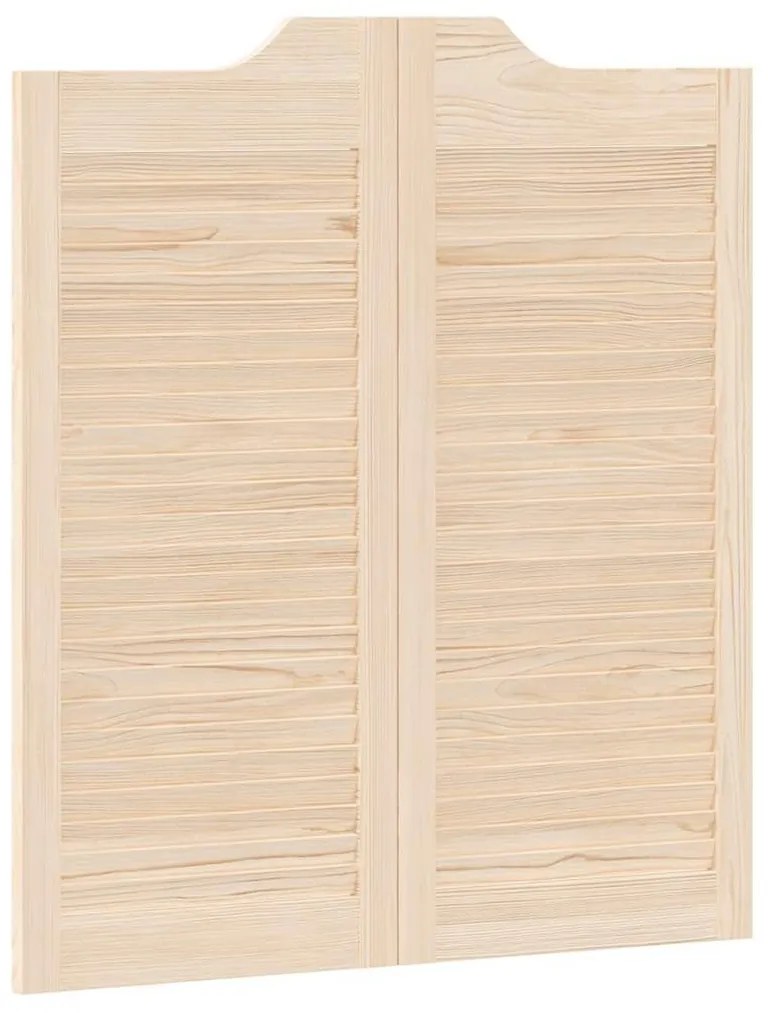 Swing Doors Louvred Design 1-Pair 90x80 cm από μασίφ ξύλο πεύκο - Καφέ