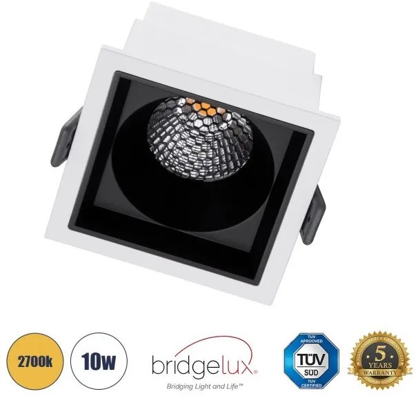 Χωνευτό Σποτ Downlight LED TrimLess 10W Λευκό-Μαύρο Θερμό 2700K PLUTO-M 60271 Globostar-60271-Λευκό 60271