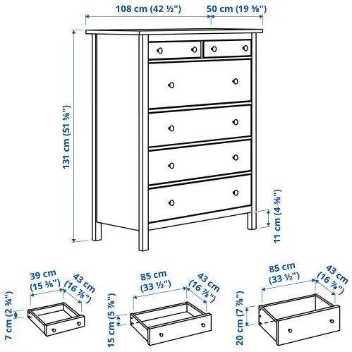 HEMNES Συρταριέρα με 6 συρτάρια 602.392.73