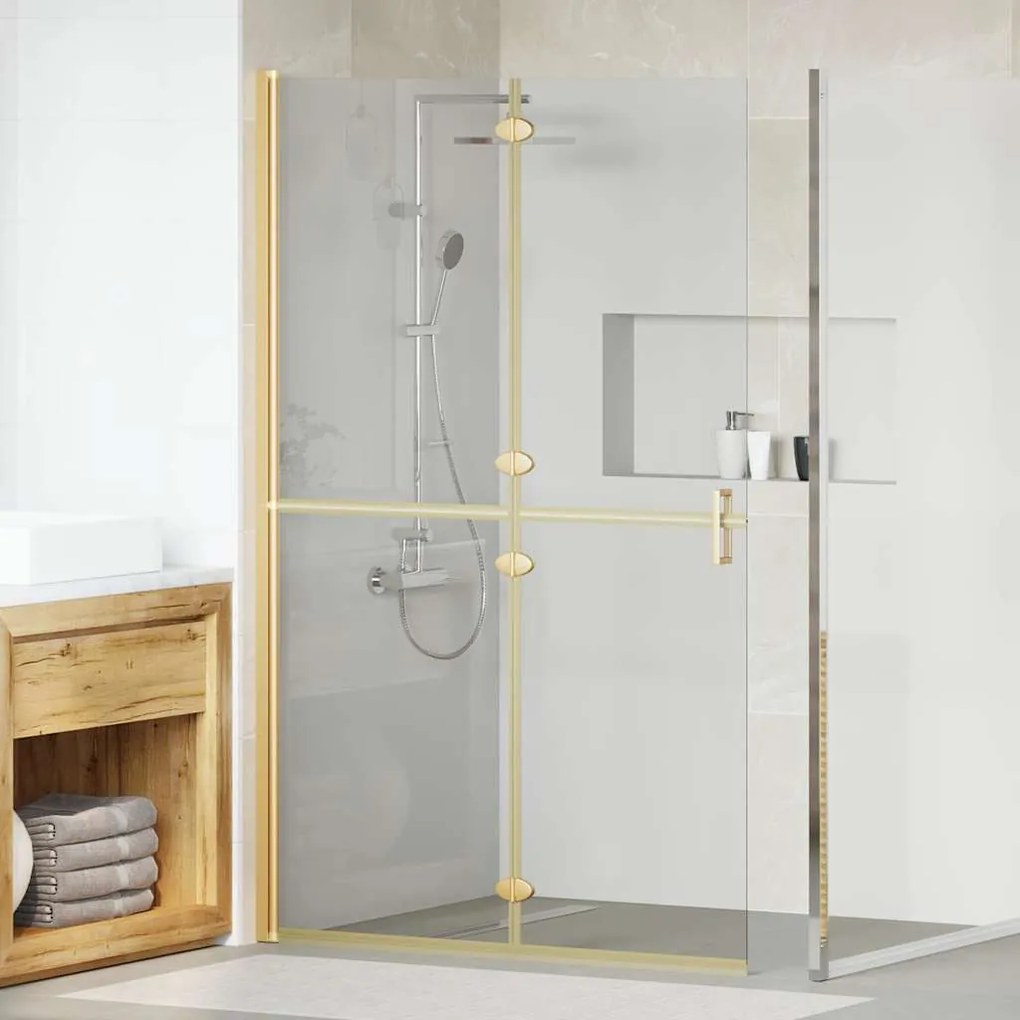 vidaXL Τοίχος ντους Walk-in Άλλο Χρυσό και διαφανές 120 x 190 cm