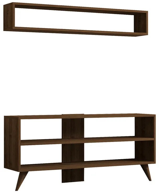 Σύνθετο σαλονιού Prestige pakoworld σε καρυδί απόχρωση 120x29,6x50εκ