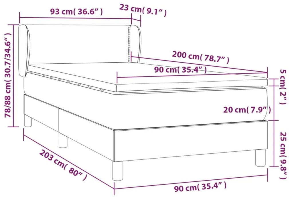 ΚΡΕΒΑΤΙ BOXSPRING ΜΕ ΣΤΡΩΜΑ ΣΚΟΥΡΟ ΜΠΛΕ 90X200 ΕΚ. ΒΕΛΟΥΔΙΝΟ 3127413