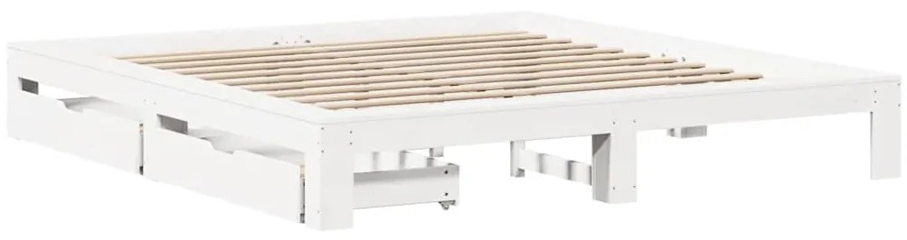 vidaXL Σκελετός Κρεβ. Χωρίς Στρώμα Λευκό 200x200 εκ Μασίφ Πεύκο