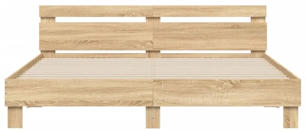 vidaXL Πλαίσιο Κρεβατιού με Κεφαλάρι Sonoma Δρυς 200x200εκ. Επεξ. Ξύλο