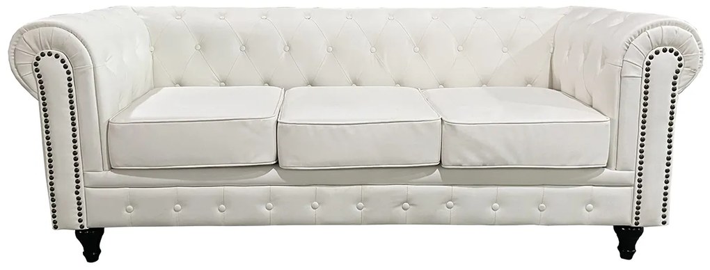 Καναπές Τριθέσιος ArteLibre AVERY Λευκό PU 208x90x73cm