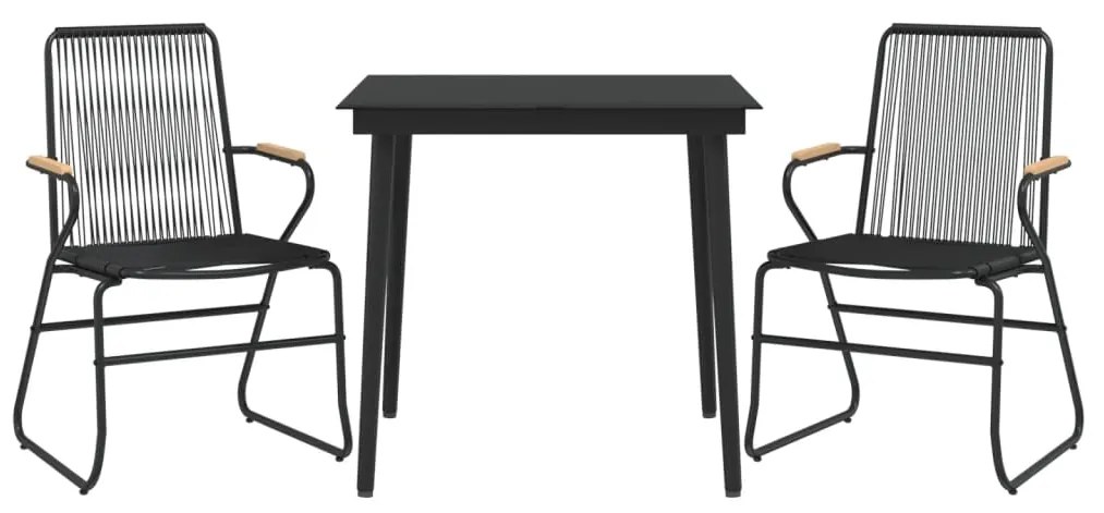 vidaXL Σετ Τραπεζαρίας Κήπου 3 Τεμαχίων Μαύρο από Ρατάν PVC