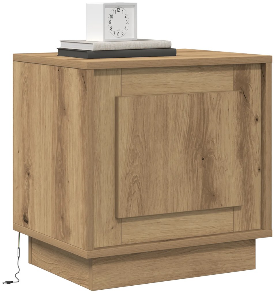 vidaXL Κομοδίνο με LED Φώτα Artisan Oak 44x34,5x45 εκ.