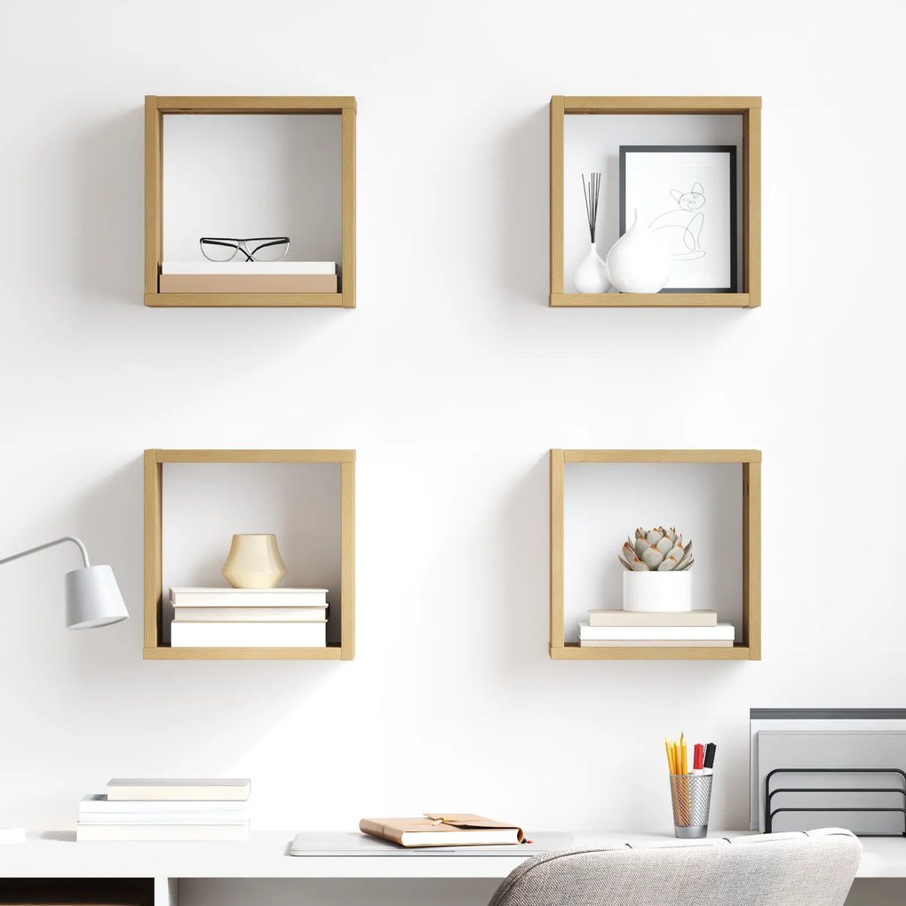 vidaXL Ράφια τοίχου Απλή βελανιδιά MDF με καπλαμά 26 x 15 x 26 εκ.