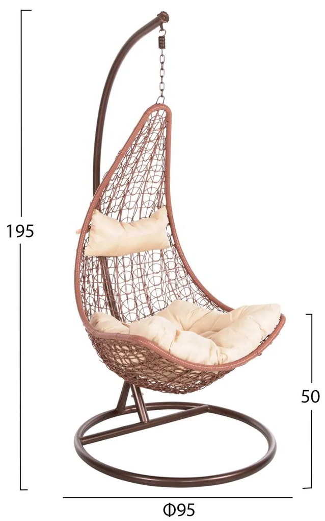ΚΡΕΜΑΣΤΗ ΠΟΛΥΘΡΟΝΑ ΦΩΛΙΑ MILLIE HM5996.05 ΜΕΤΑΛΛΟ ΚΑΦΕ-ΣΥΝΘ.RATTAN ΚΑΦΕ Φ95x195Υεκ.