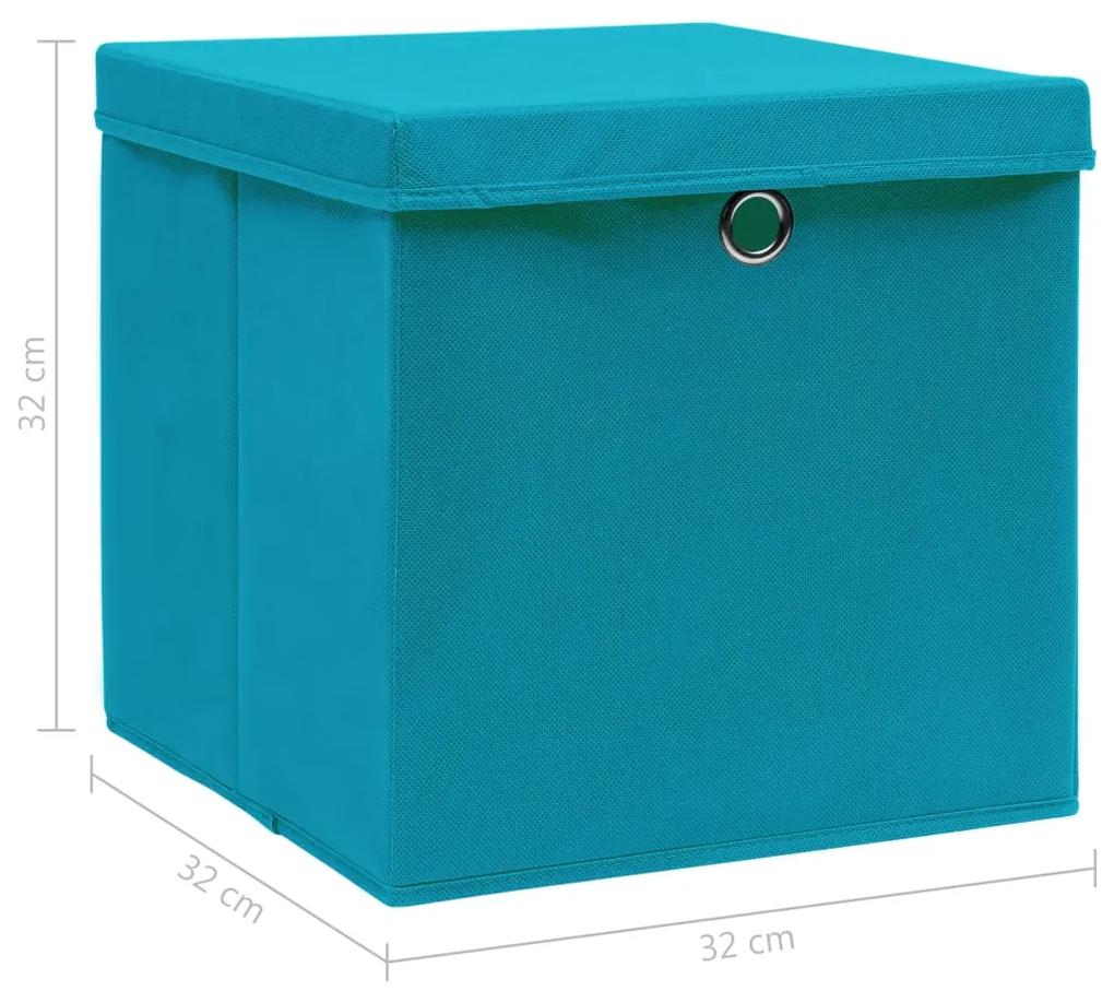 vidaXL Κουτιά Αποθήκευσης με Καπάκια 10 τεμ Γαλάζια 32x32x32εκ Ύφασμα