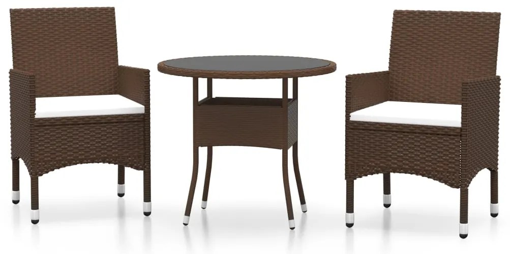 vidaXL Σετ Τραπεζαρίας Κήπου 3 Τεμαχίων Καφέ από Συνθετικό Ρατάν