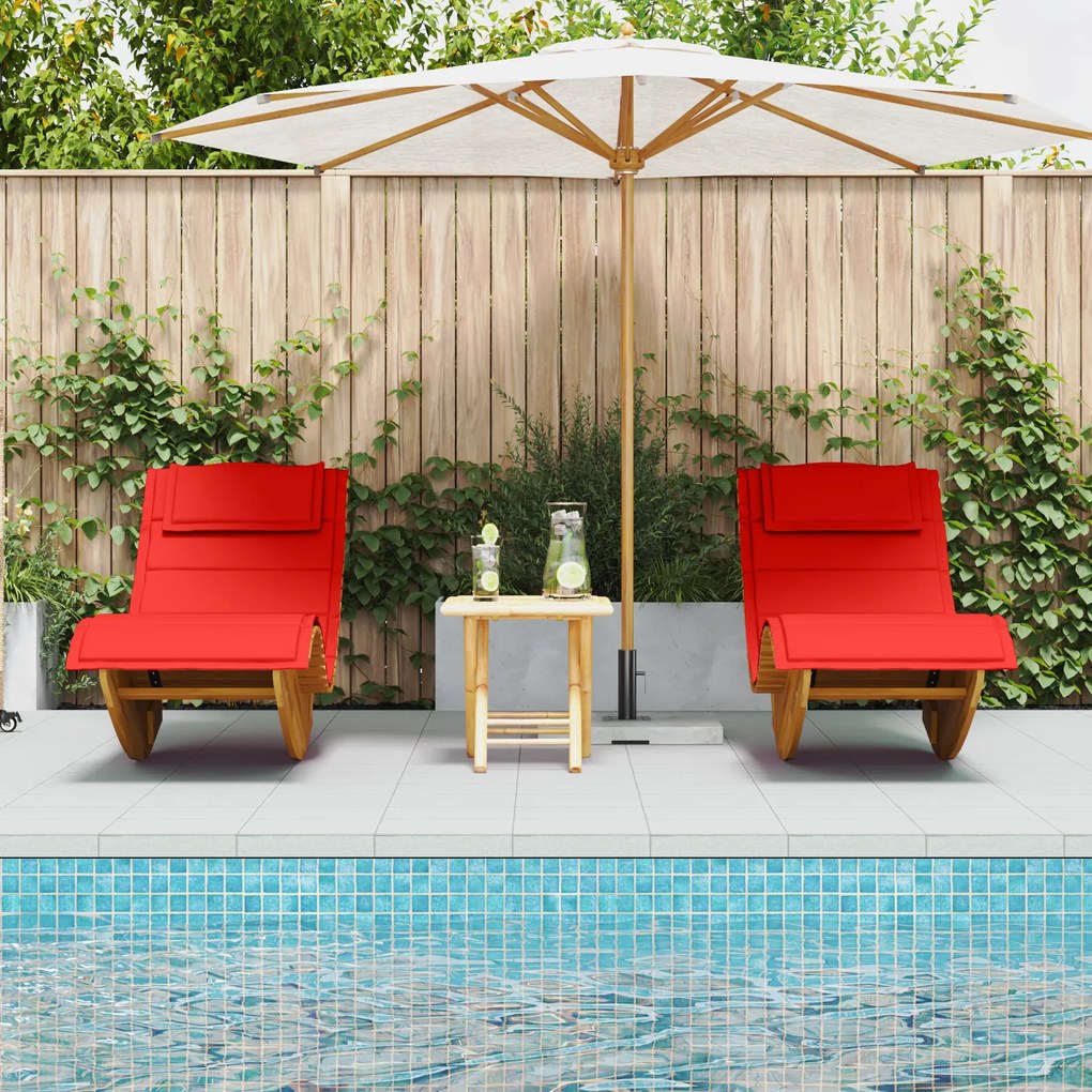 vidaXL Ξαπλώστρα 2 pcs Καφέ 60 x 154 x 74εκ Μασίφ ξύλο ακακίας