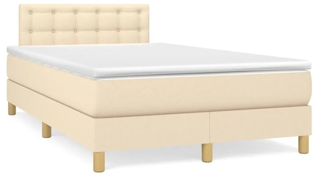 Κρεβάτι Boxspring με Στρώμα Κρεμ 120x200 εκ. Υφασμάτινο - Κρεμ