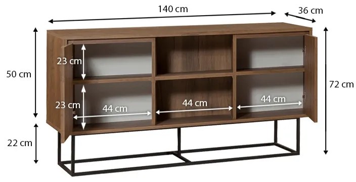 Μπουφές Amedeo Megapap από μελαμίνη χρώμα καρυδί 140x36x72εκ. - GP052-0017,1