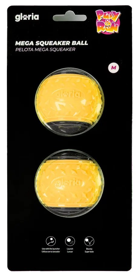 Μπάλα για τα Κατοικίδια ζώα Gloria PLAY AND RUN Κίτρινο TPR M 6,35 cm x2