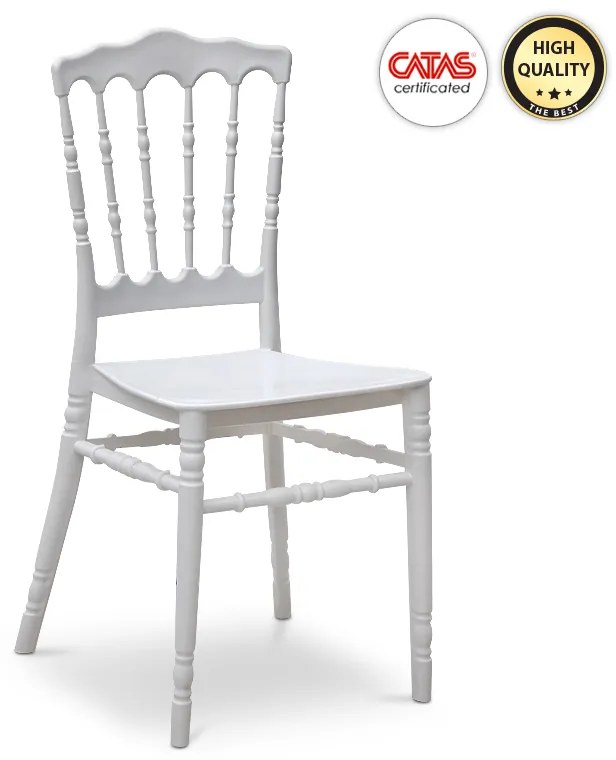 0187675 Καρέκλα Napoleon Megapap από πολυπροπυλένιο χρώμα λευκό 40x40,5x89εκ. Πολυπροπυλένιο PP, 1 Τεμάχιο