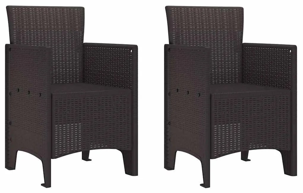 vidaXL Καρέκλα Κήπου 2 pcs Καφέ 53 x 49 x 85 εκ. Πολυπροπυλένιο
