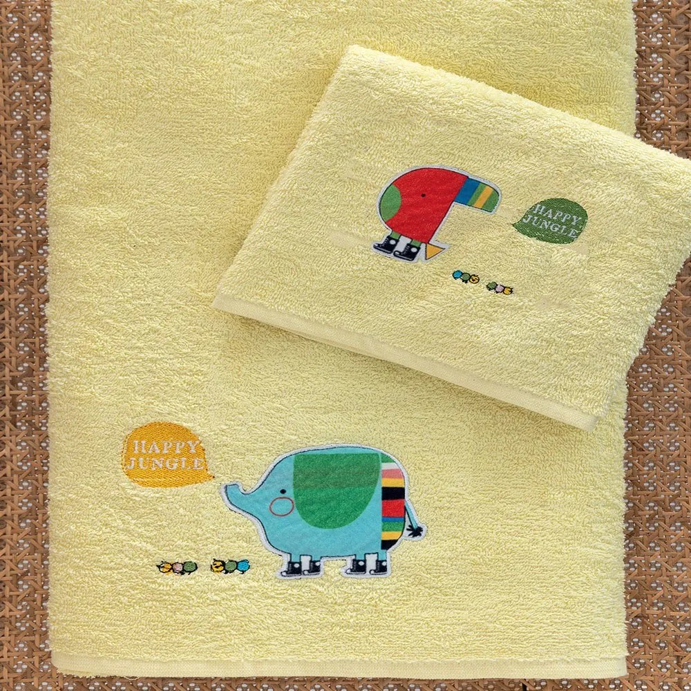 Πετσέτες Παιδικές Jungler (Σετ 2τμχ) Yellow Palamaiki Towels Set 100% Βαμβάκι