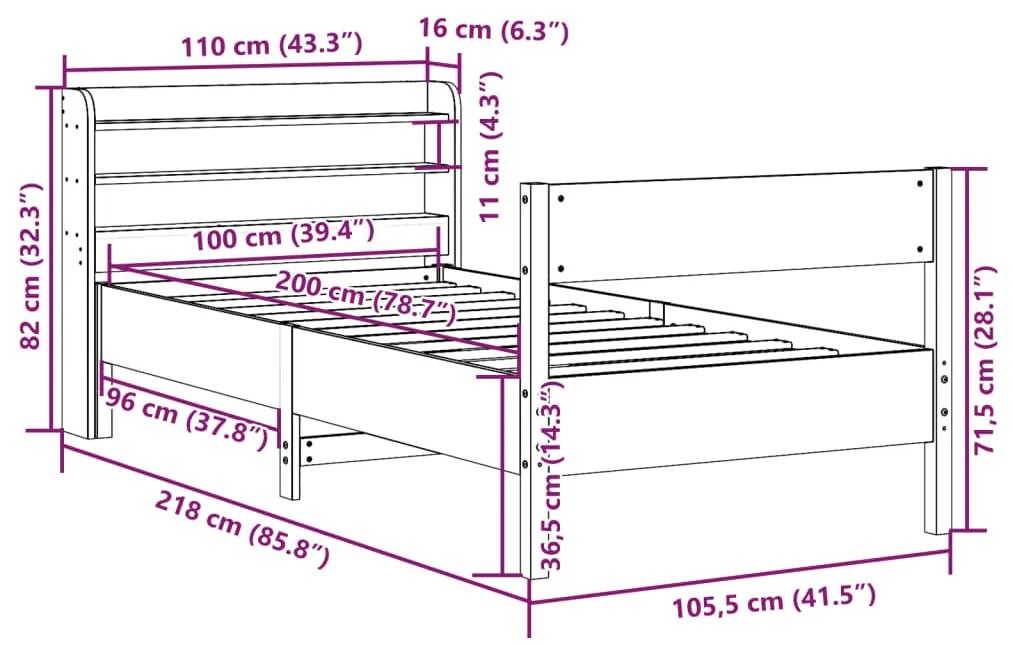 ΣΚΕΛΕΤΟΣ ΚΡΕΒΑΤΙΟΥ ΧΩΡΙΣ ΣΤΡΩΜΑ 100X200 ΕΚ. ΜΑΣΙΦ ΠΕΥΚΟ 3306933