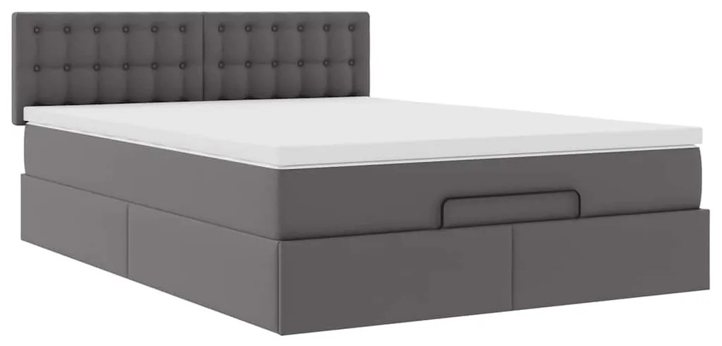 Οθωμανικό κρεβάτι με στρώμα Γκρι 140x200cm Faux Leather 3311311