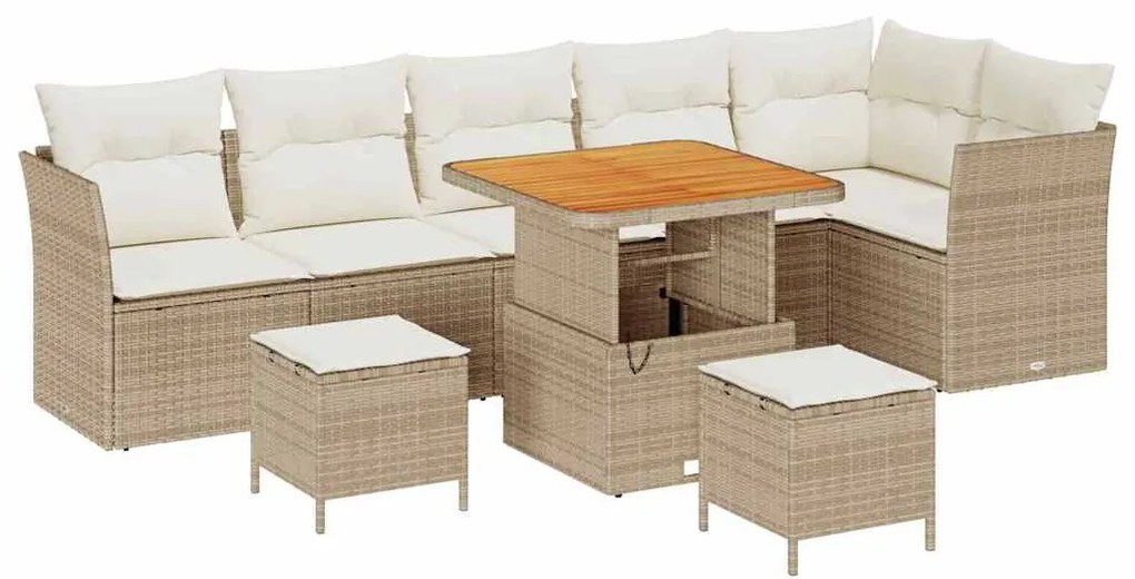 vidaXL Σετ Καναπέ Κήπου 9 pcs Μπεζ συνθετικό ρατάν
