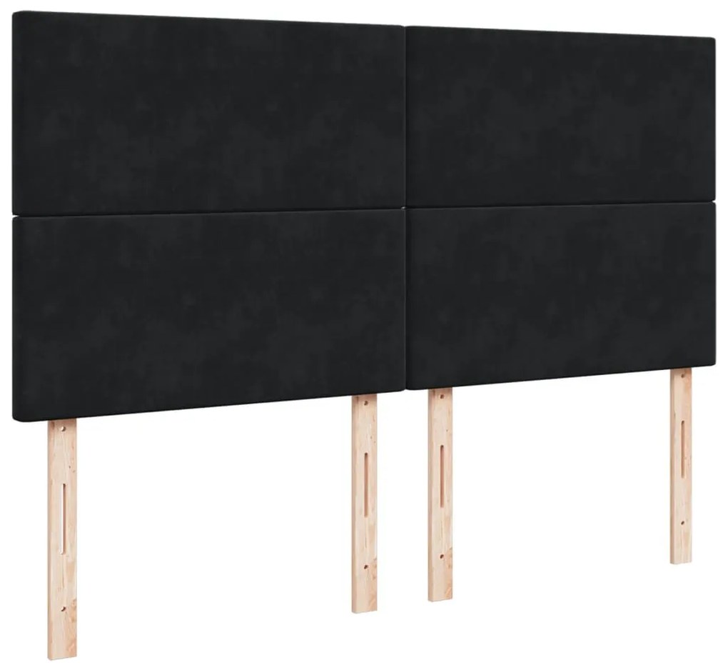 vidaXL Κρεβάτι Boxspring με Στρώμα Μαύρο 200x200 εκ. Βελούδινο