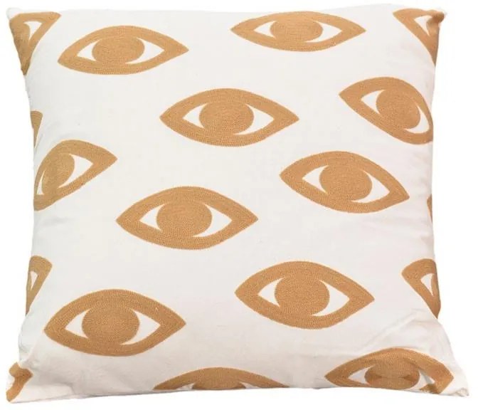 Μαξιλάρι Eyes Inart φυσικό-λευκό ύφασμα 60x60x2.5εκ 45x2.5x45 εκ.