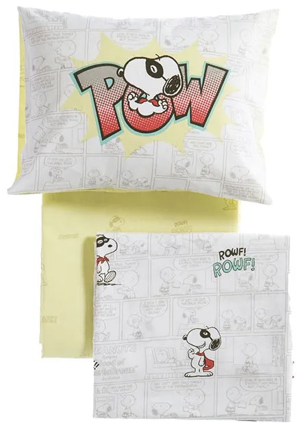 Σετ Σεντόνια Κούνιας Snoopy Mask Hero White 2x(120x170) + 1x(30x40) - Nef-Nef Homeware